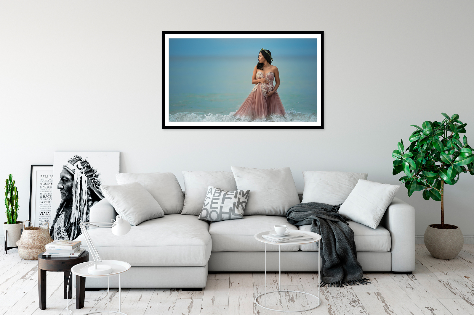 lounge room wall art display from maternity photoshoot